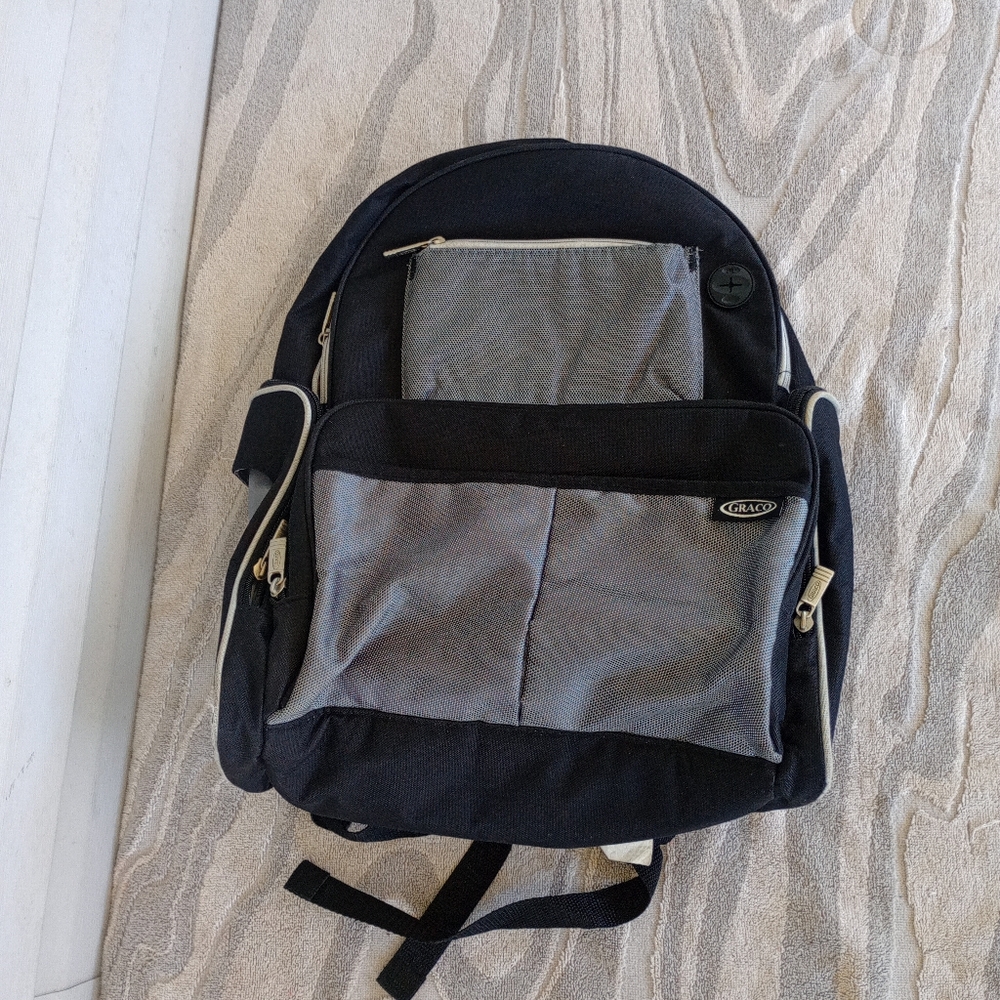 Graco Backpack Diaper Bag with Smart Organizer System, Black/Gray